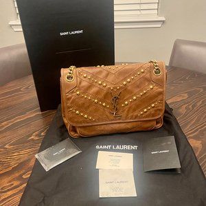 Special Edition Studded YSL Tan Medium Niki Shoulder Bag